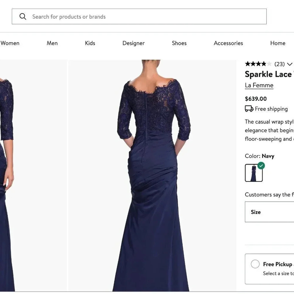 La Femme Wedding Sparkle Navy Blue Mother of Groom/Bride/Guest Dress, Size 10 - Picture 2 of 14
